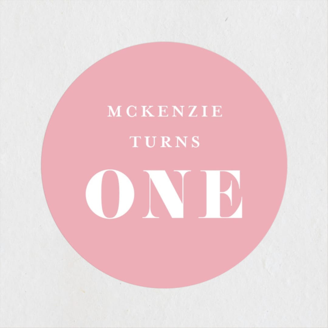 "Turning One" - Children's Birthday Party Stickers in Ebony by Kasia Labocki - Front