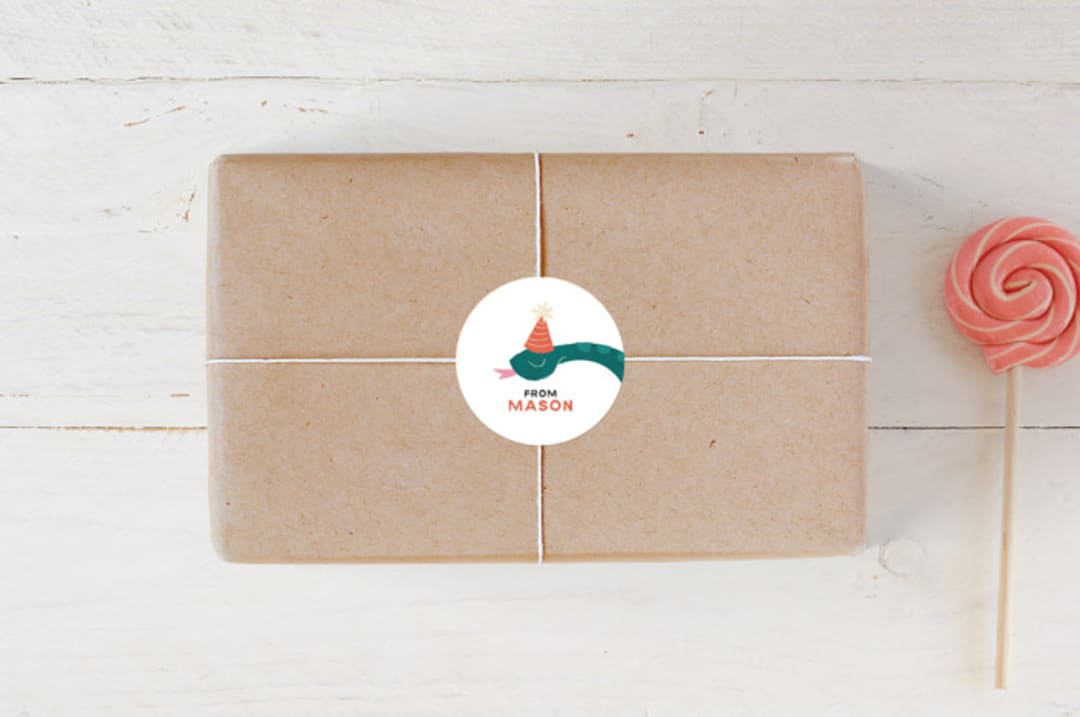 "sssomeone's birthday" - Children's Birthday Party Stickers in Teal by Kiersten Garner - Front