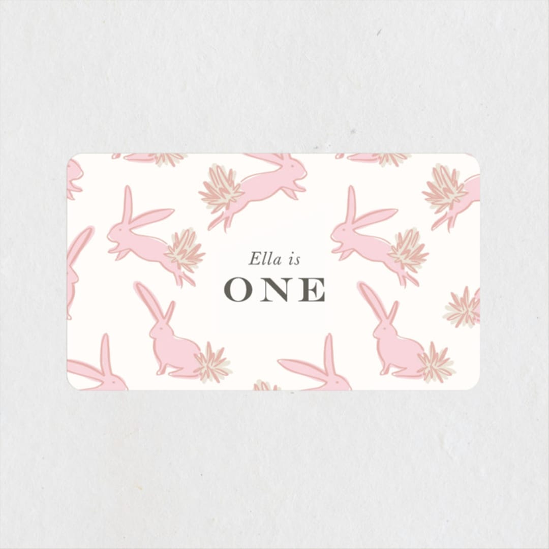 "Some Bunny" - Children's Birthday Party Stickers in Peony by Julie Murray - Front