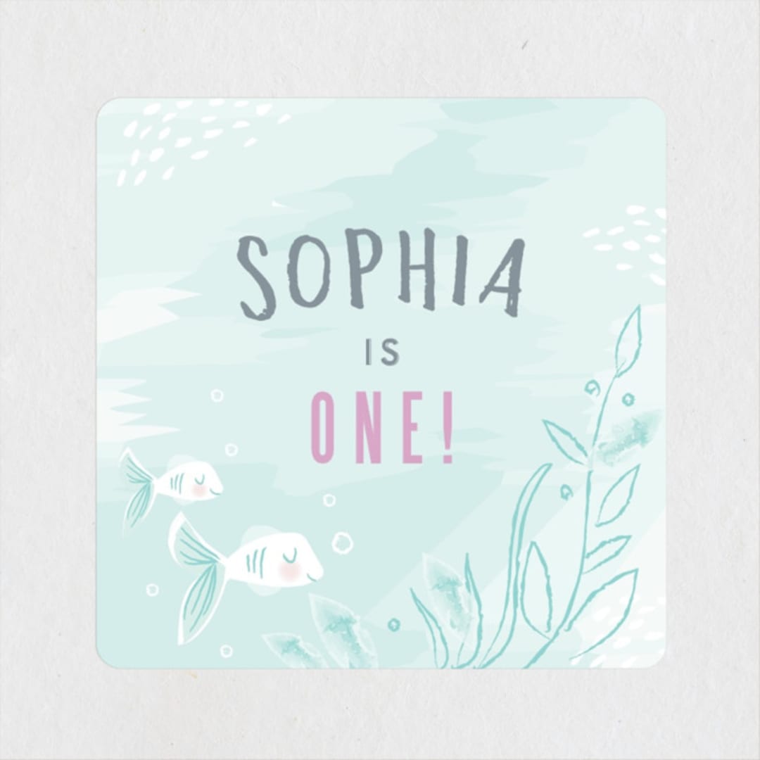 "Under The Sea" - Children's Birthday Party Stickers in Pond by Karidy Walker - Front