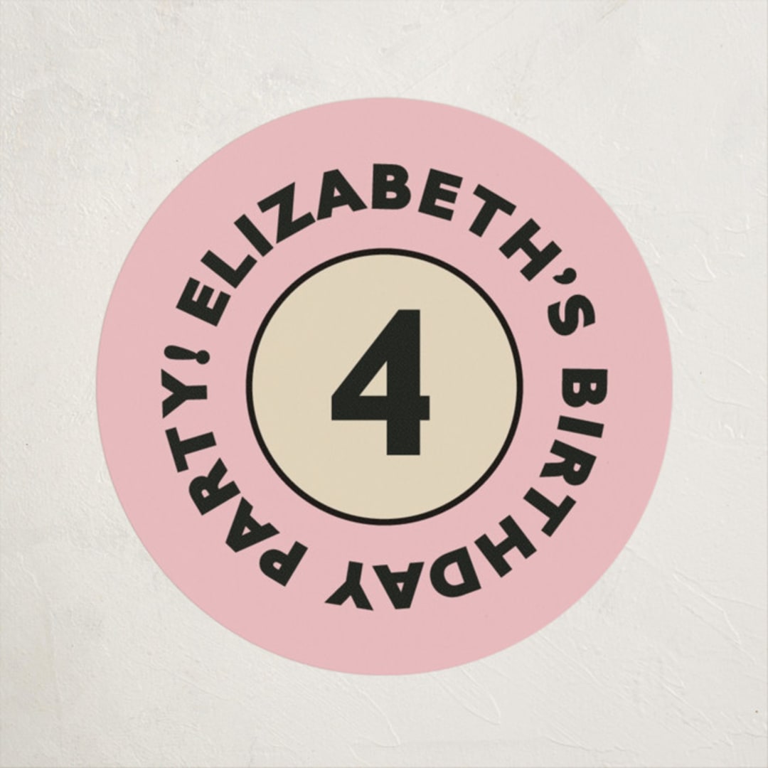 "Disney Vintage Minnie's Mouse" - Children's Birthday Party Stickers in Blush by Heather Schertzer - Front