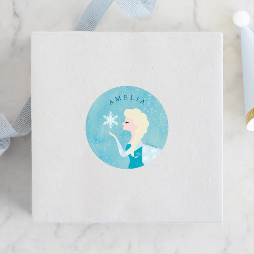 "Disney Elsa's Snowflakes" - Children's Birthday Party Stickers in Frost by Holly Whitcomb - Front