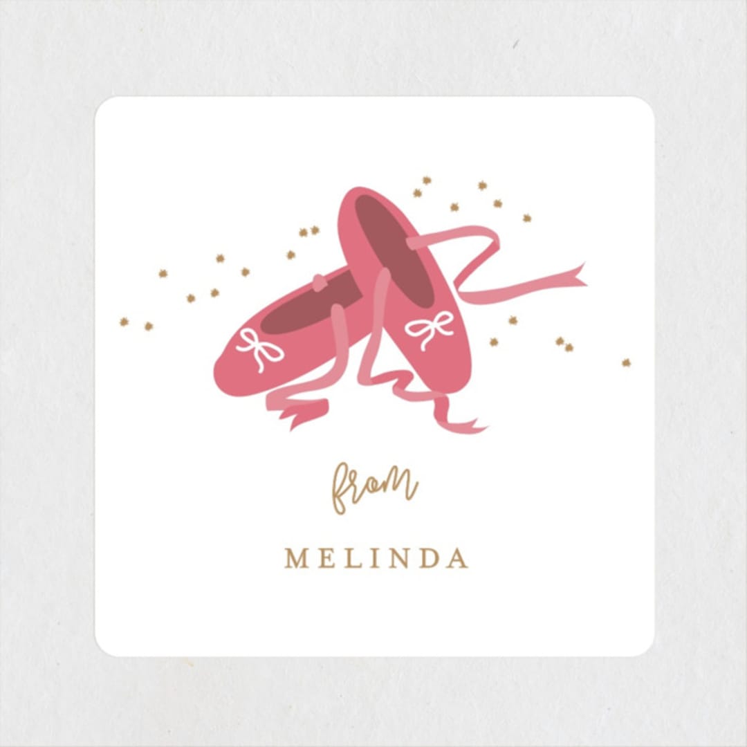 "little ballerina" - Children's Birthday Party Stickers in Rose by Kanika Mathur - Front