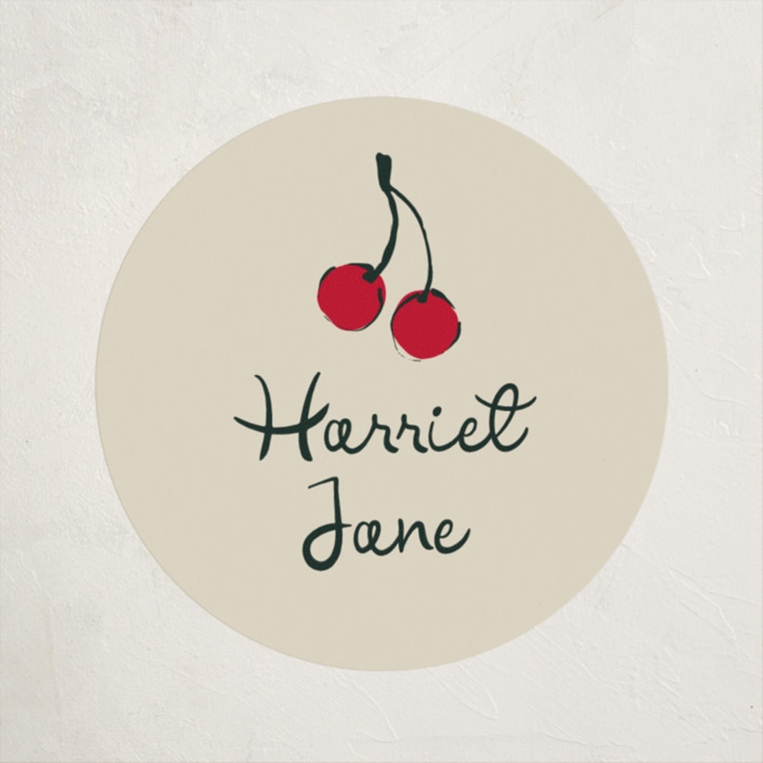 "Cherries" - Children's Birthday Party Stickers in Tomato by Kelly Watkins - Front
