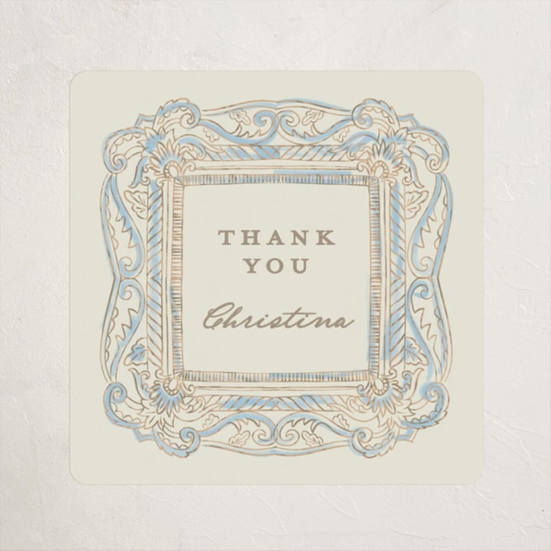 "Regency frame" - Children's Birthday Party Stickers in Denim by Creo Study - Front