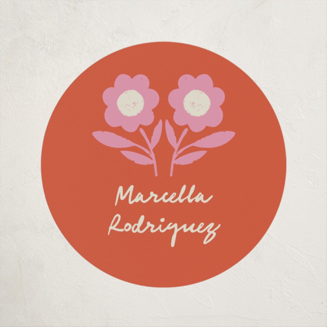 "Stamped Floral" - Children's Birthday Party Stickers in Strawberry by Kelly Watkins - Front
