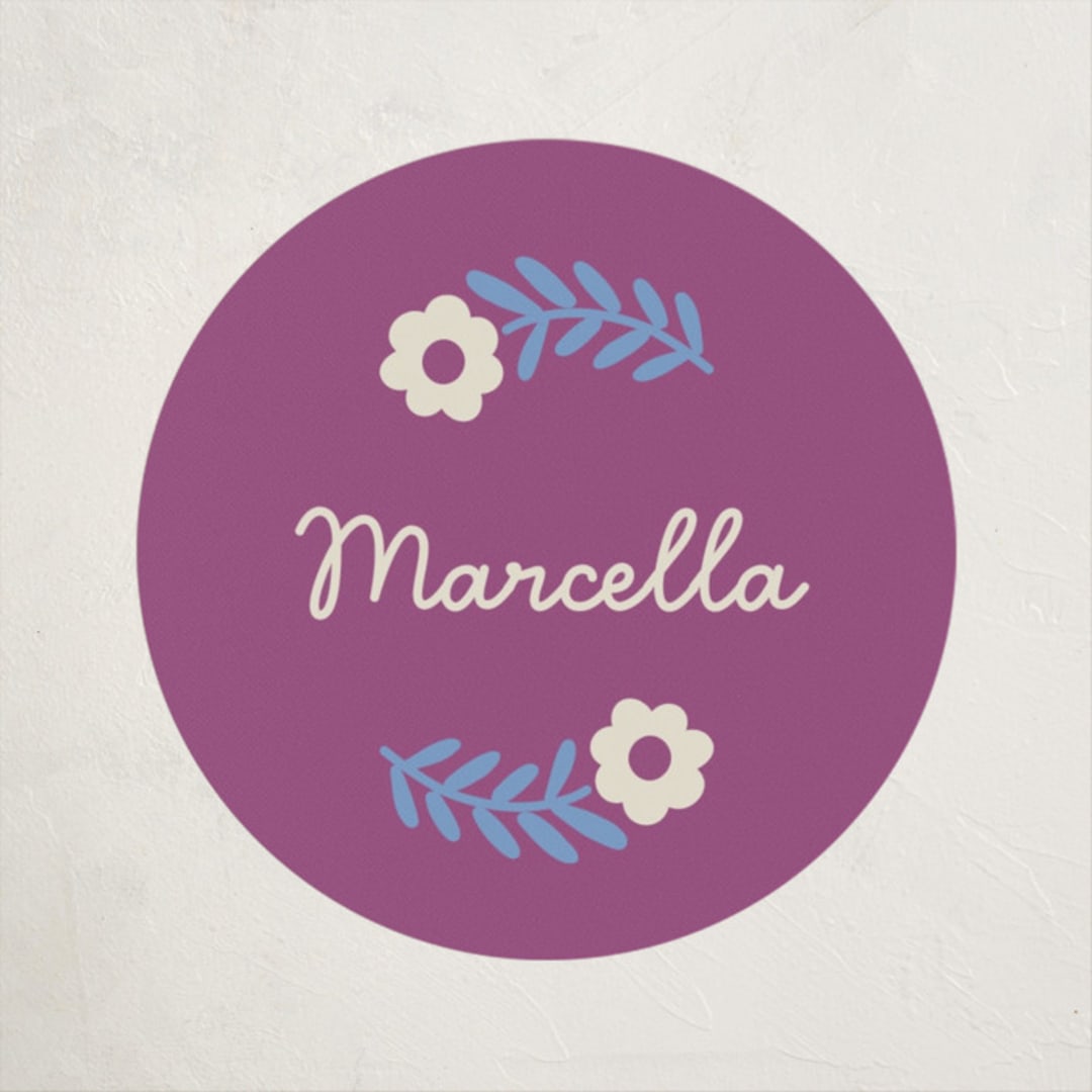 "Wavy Floral Frame" - Children's Birthday Party Stickers in Orchid by Kelly Watkins - Front