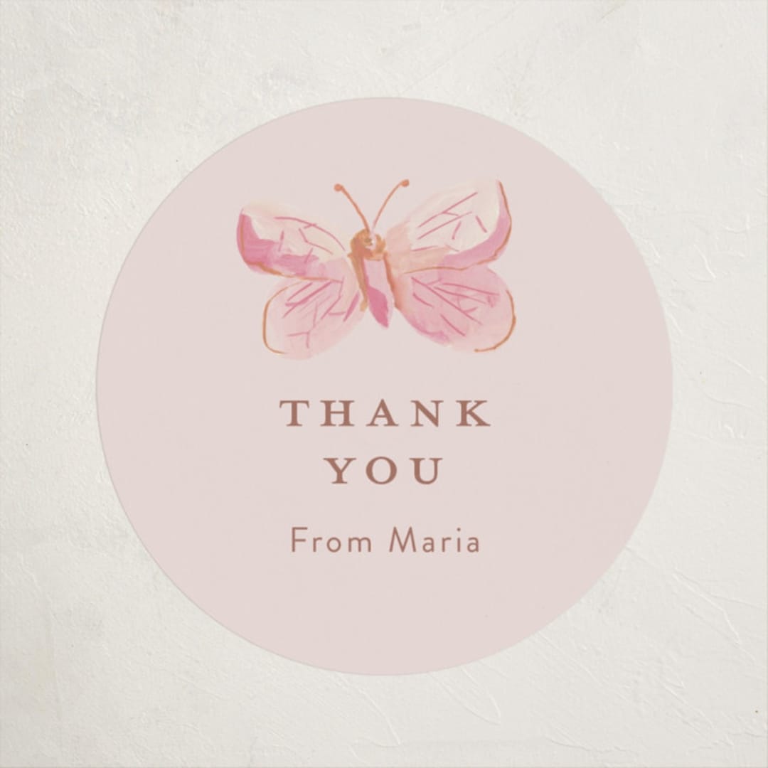 "Dreamy Butterflies" - Children's Birthday Party Stickers in Petal by Teju Reval - Front