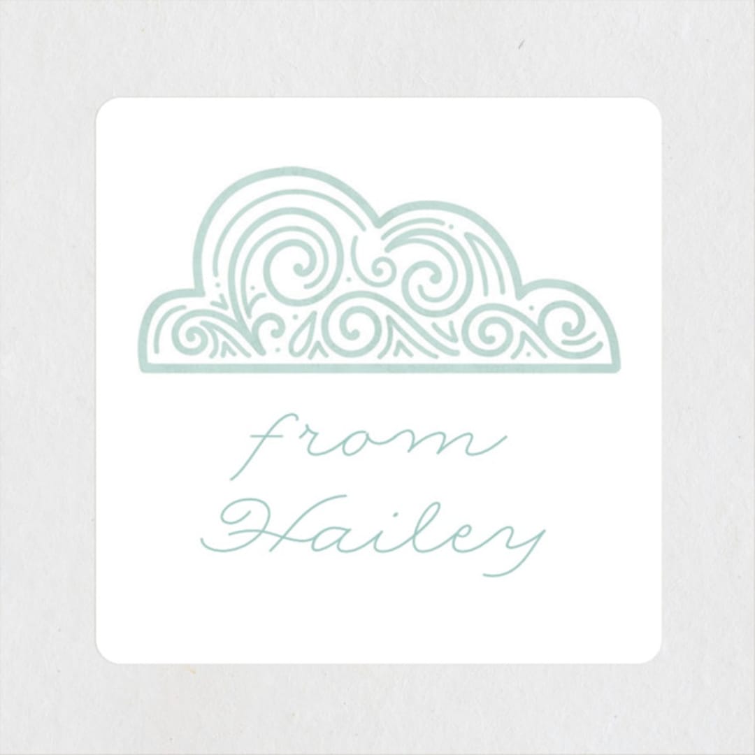 "Hot Air Balloon Birthday" - Children's Birthday Party Stickers in Teal by Noonday Design - Front