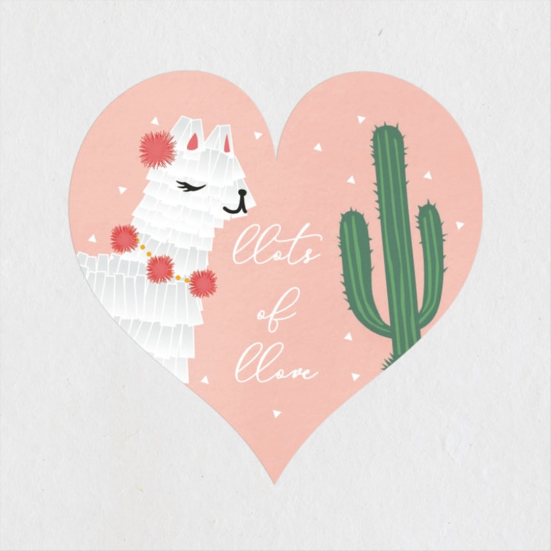 "Llama Piñata" - Children's Birthday Party Stickers in Strawberry by Jennifer Lew - Front