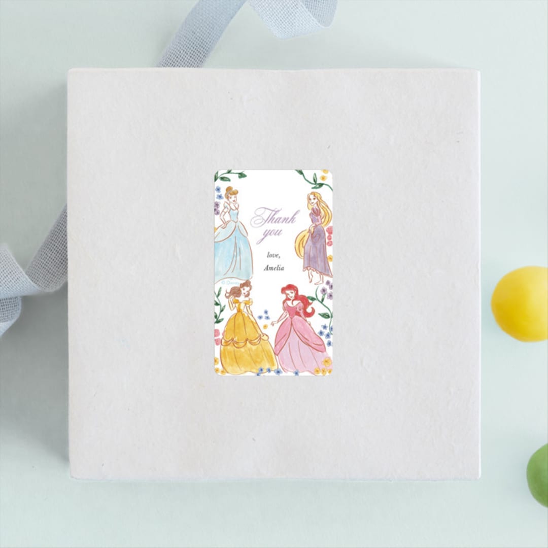 "Disney Princess Garden Party" - Children's Birthday Party Stickers in Buttercream by Cass Loh - Front
