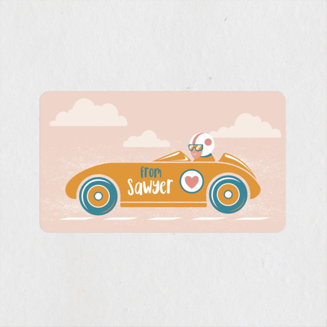 "Speed time" - Children's Birthday Party Stickers in Blush by Igor - Front