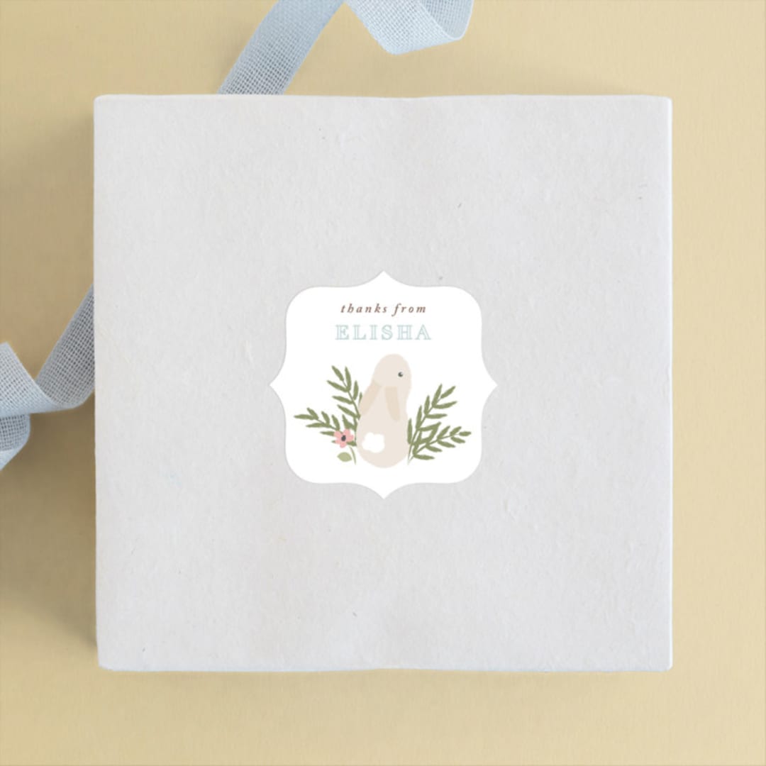 "petit lapin" - Children's Birthday Party Stickers in Frost by Angela Garrick - Front