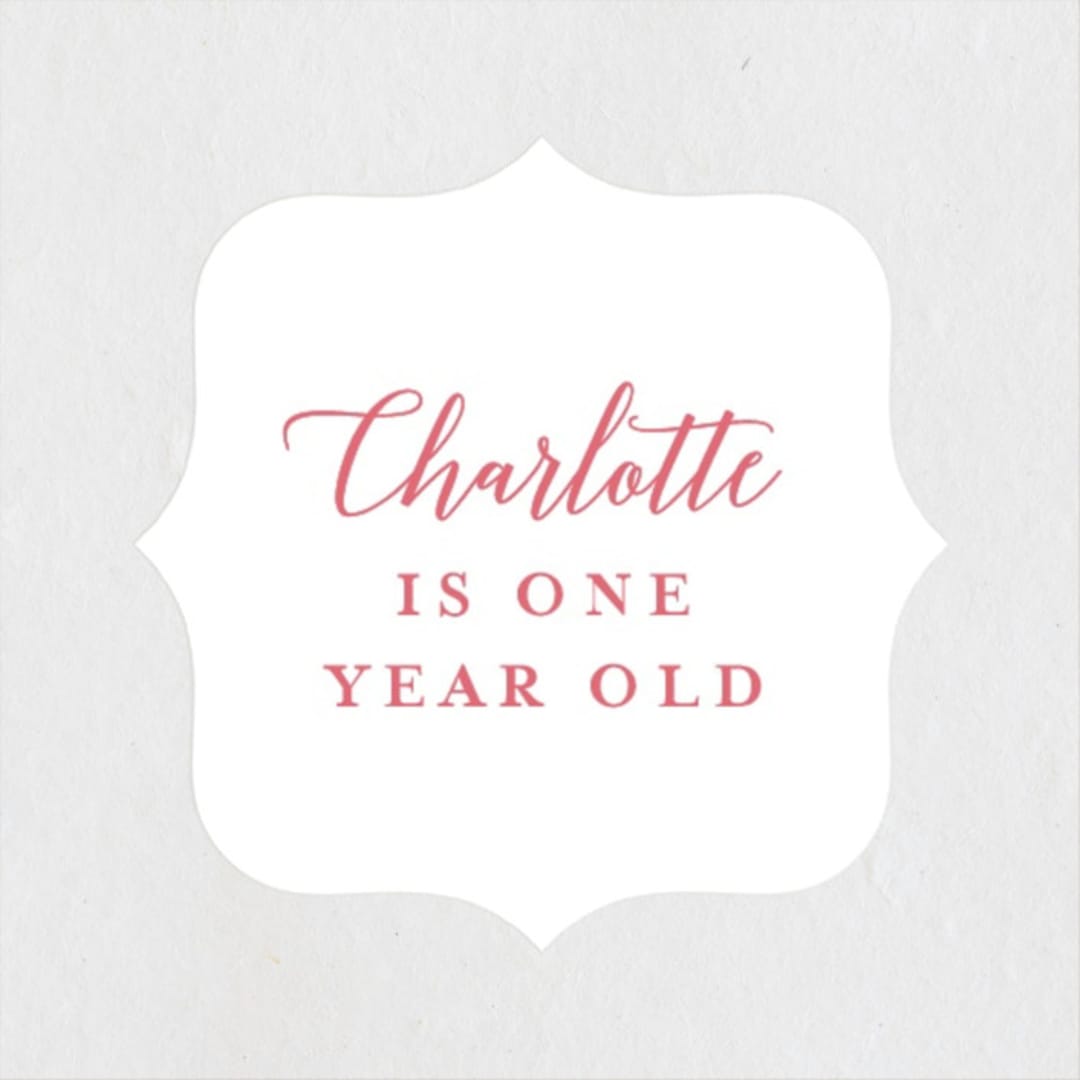 "Big Script" - Children's Birthday Party Stickers in Blush by Genna Blackburn - Front