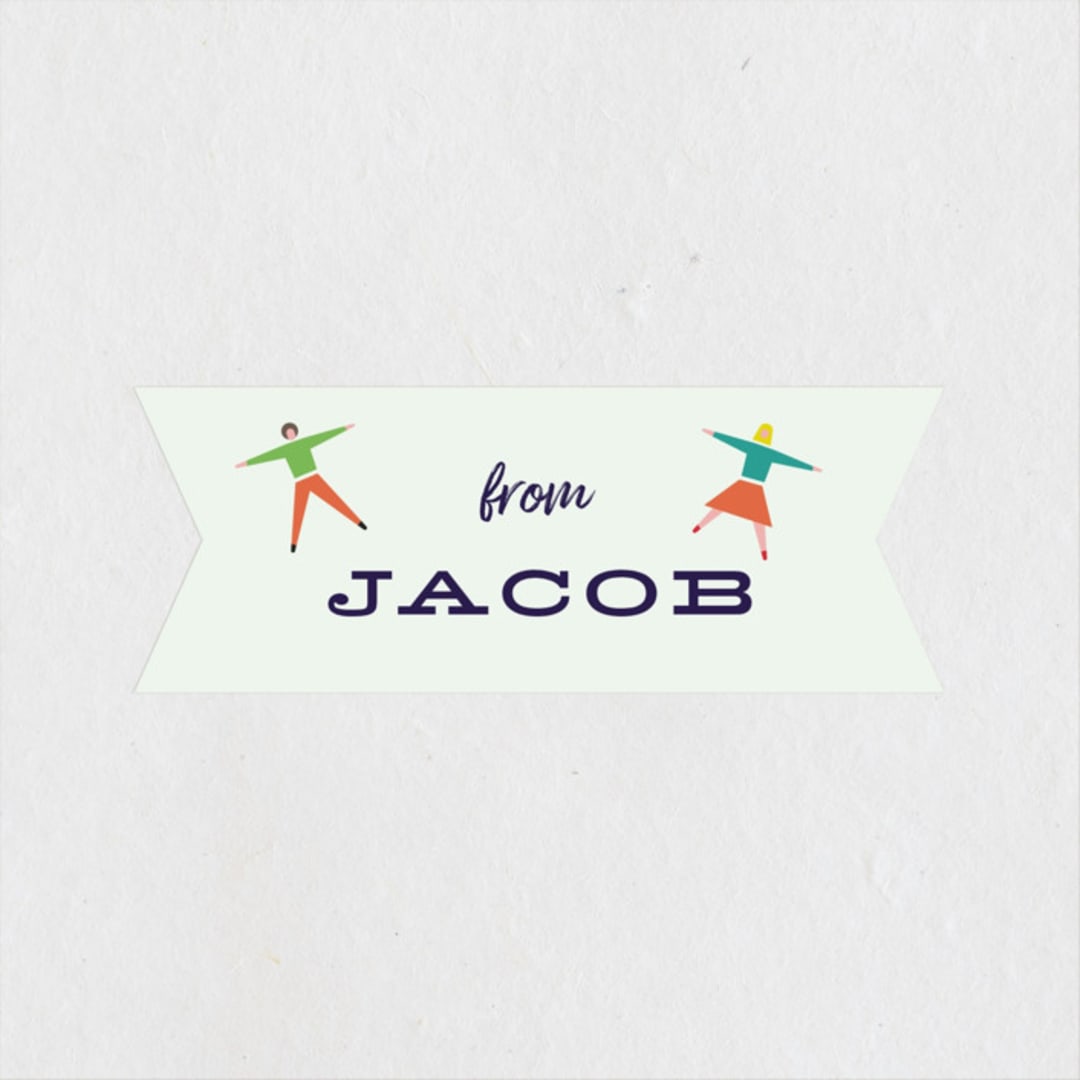 "Bounce into a birthday" - Children's Birthday Party Stickers in Aquamarine by Heather Francisco - Front