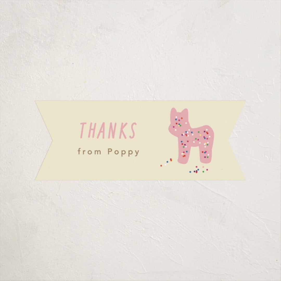 "Animal Cracker Parade" - Children's Birthday Party Stickers in Pink Sugar by Jennifer Postorino - Front