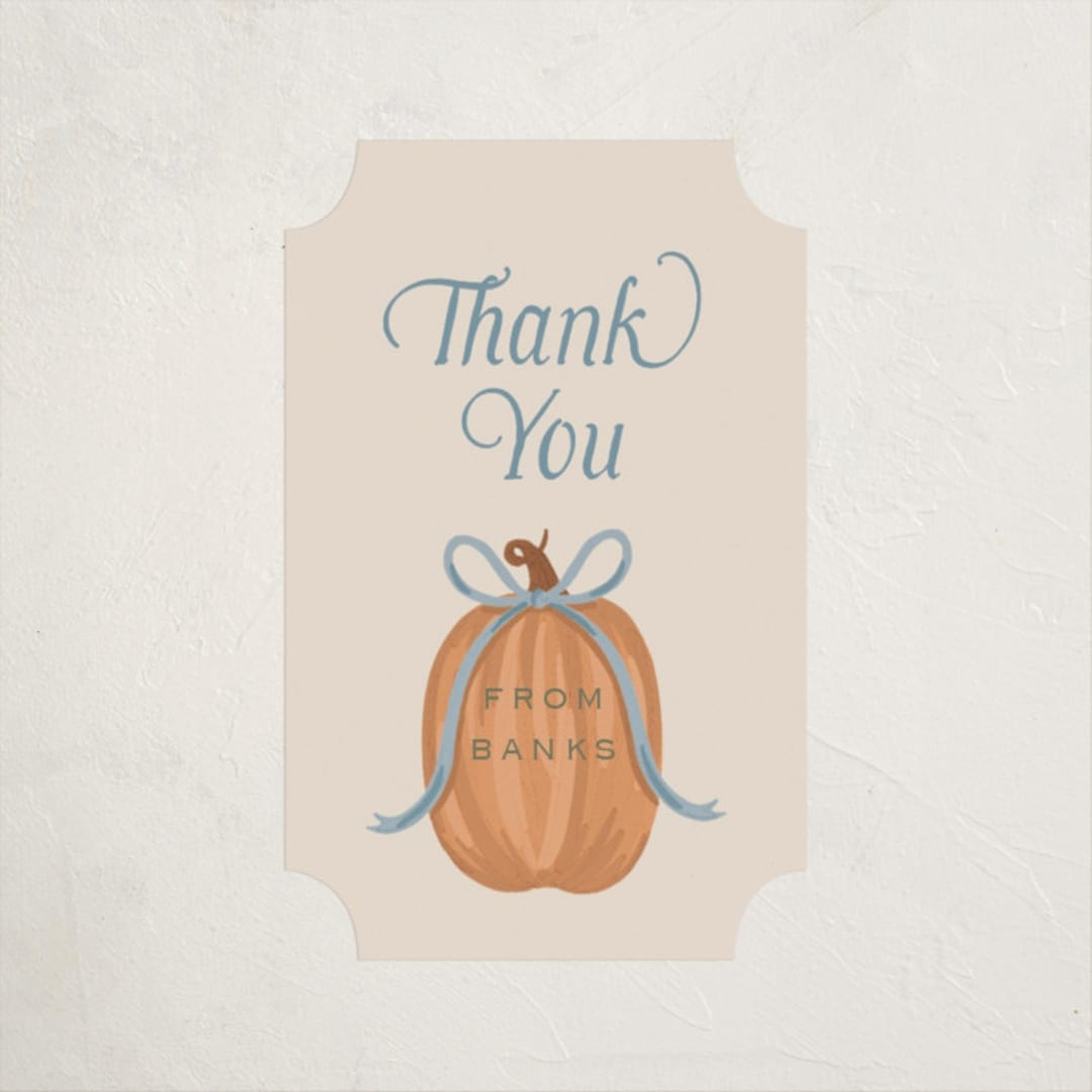 "Pumpkins + Bows" - Children's Birthday Party Stickers in Cornflower by Laura Hankins - Front