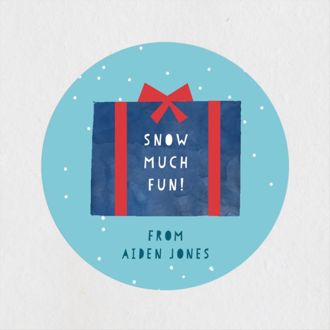 "snow much fun" - Children's Birthday Party Stickers in Navy by Kanika Mathur - Front