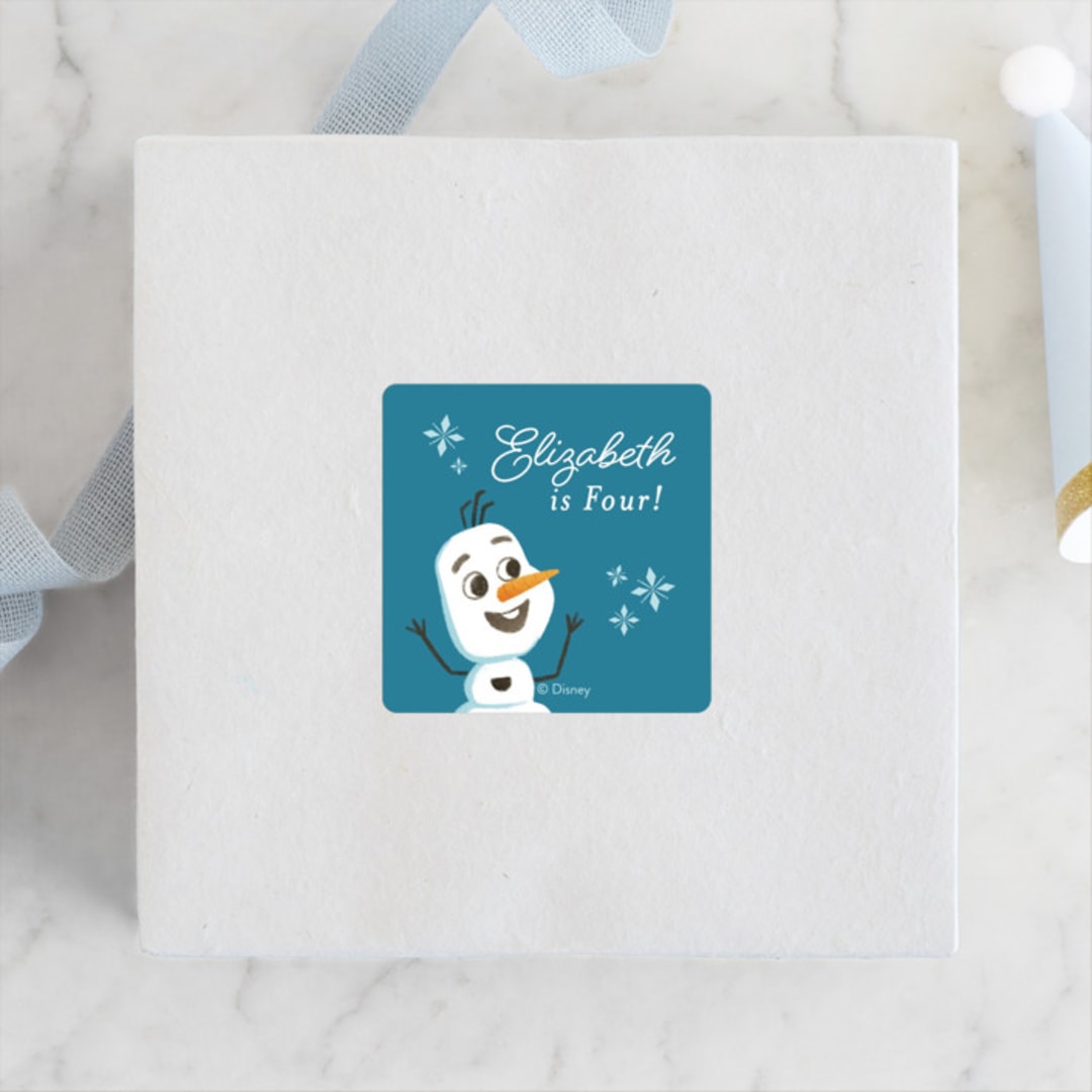 "Disney Frozen Snow Sparkles" - Children's Birthday Party Stickers in Frosty by curiouszhi - Front