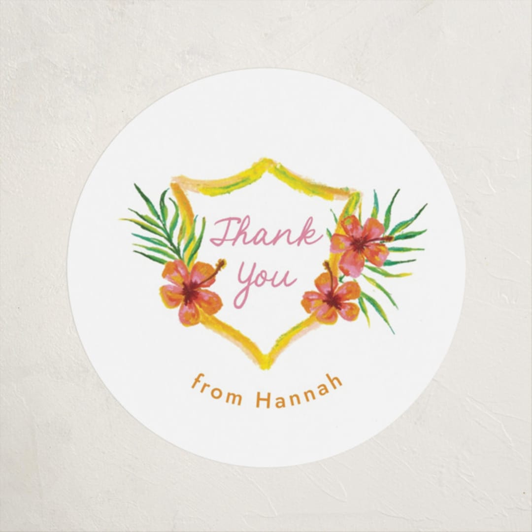 "Beach Club" - Children's Birthday Party Stickers in Lemon by Claudia Orengo - Front