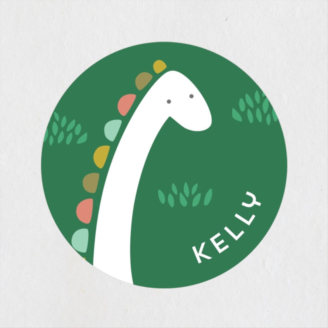 "Dinotastic" - Children's Birthday Party Stickers in Palm by Laura Hankins - Front