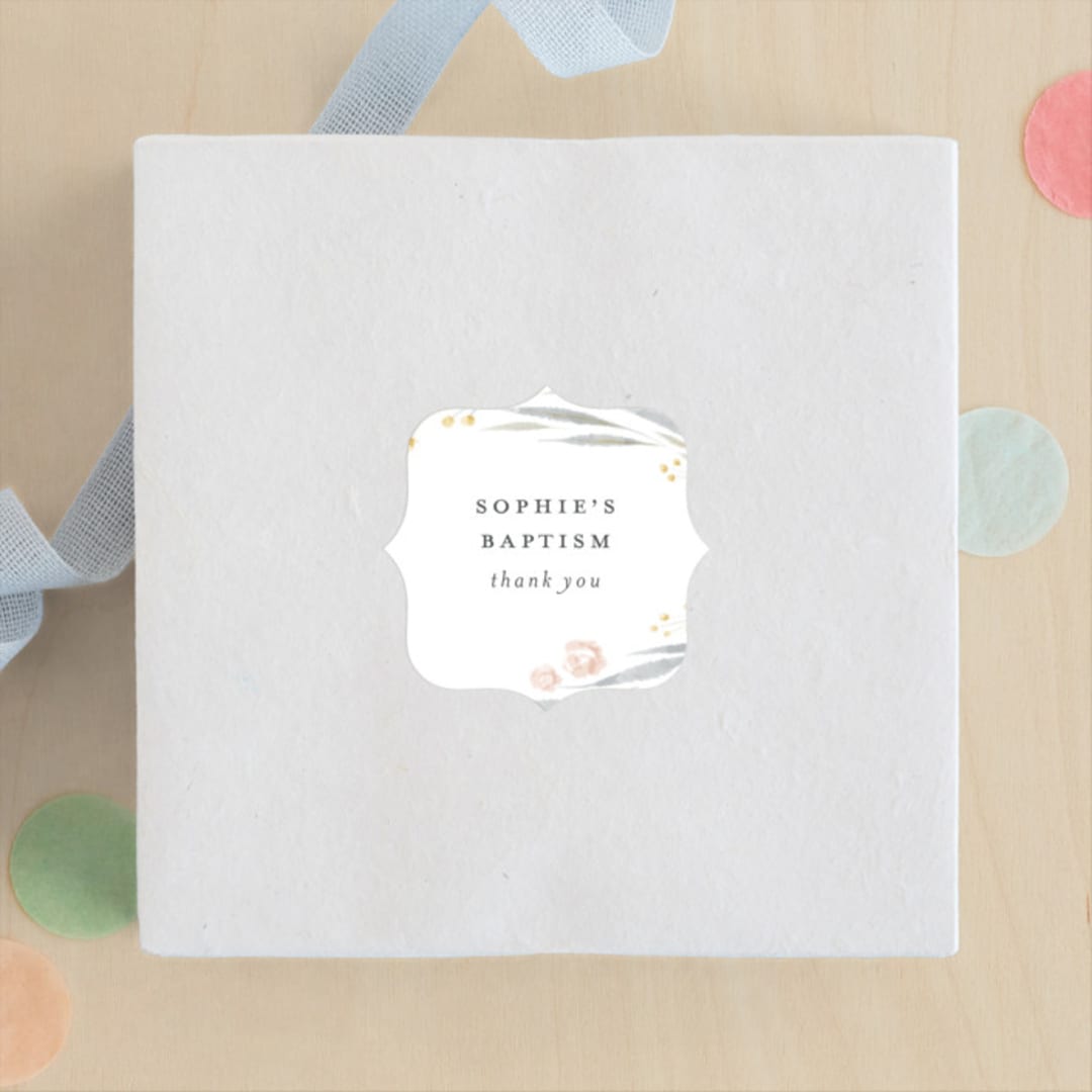 "Floral Showers" - Children's Birthday Party Stickers in Nectar by Nicoletta Savod - Front