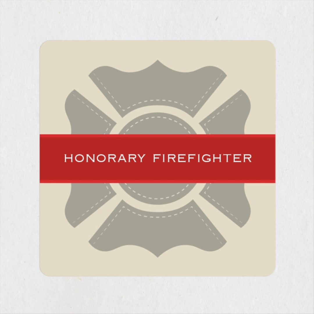 "firehouse" - Children's Birthday Party Stickers in Firetruck by Julee London - Front