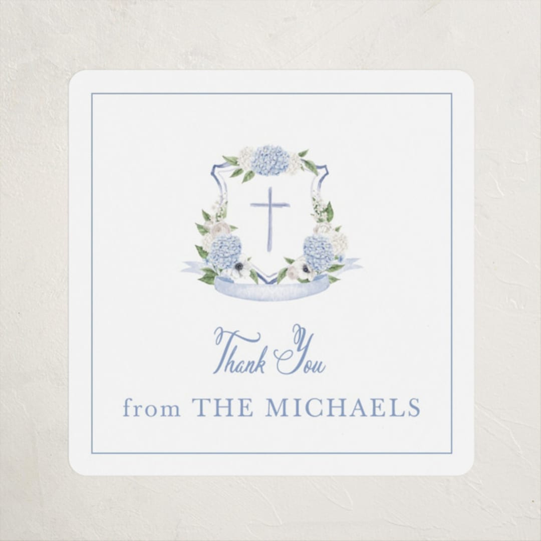 "Sweethearts" - Children's Birthday Party Stickers in Periwinkle by Design Lotus - Front