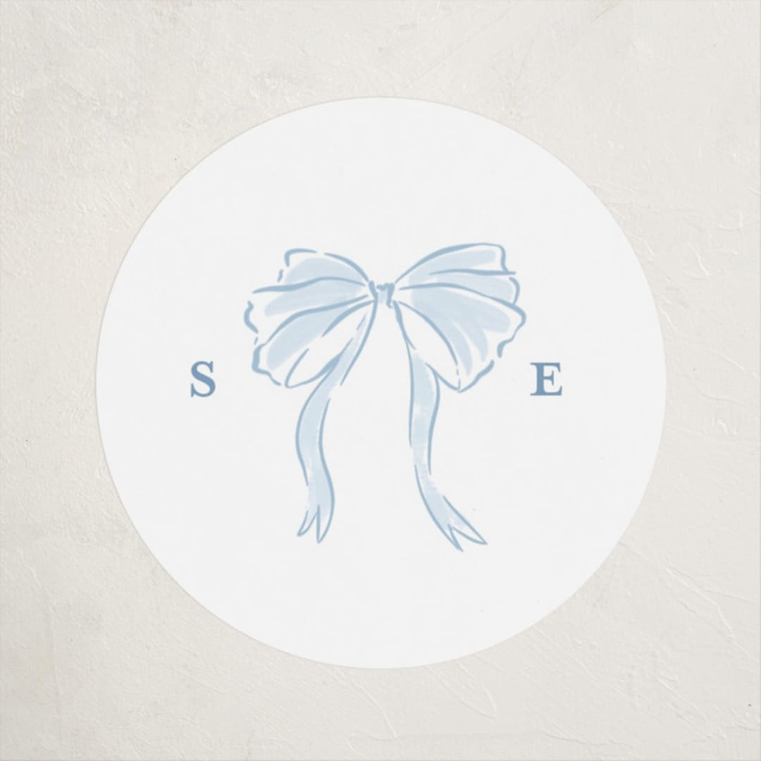 "Bow Frame" - Children's Birthday Party Stickers in Lagoon by Leah Bisch - Front
