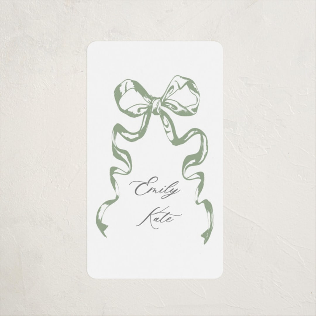 "Big Bow" - Children's Birthday Party Stickers in Mint by Teju Reval - Front