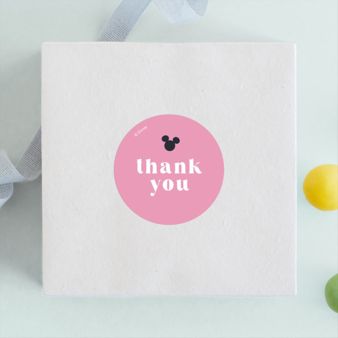 "Disney's Minnie Mouse Confetti" - Children's Birthday Party Stickers in Peony by Annie Holmquist - Front
