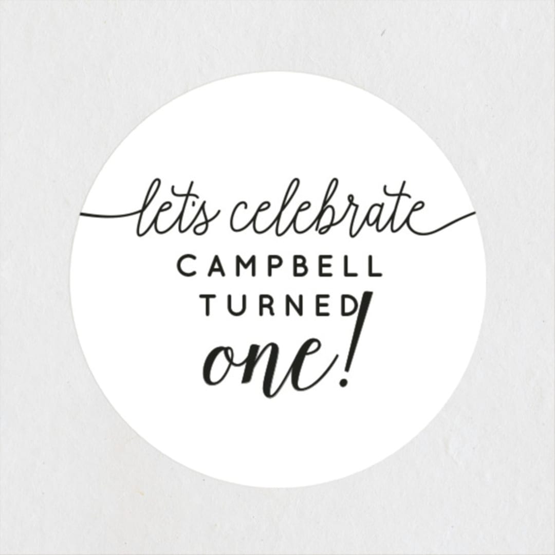 "Let's Celebrate a Birthday" - Children's Birthday Party Stickers in Sugar by Christine Taylor - Front