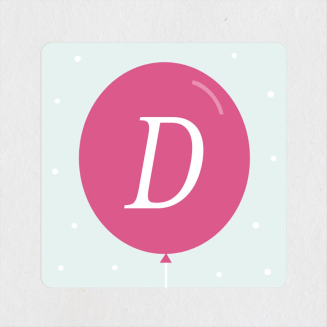 "Pastel Balloon" - Children's Birthday Party Stickers in Raspberry by Little Print Design - Front