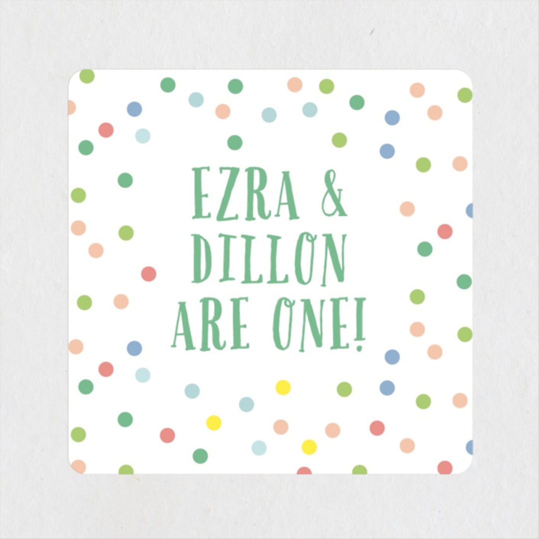 "Cupcake Topper" - Children's Birthday Party Stickers in Turquoise by Alethea and Ruth - Front