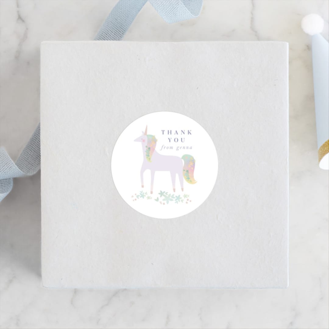 "Magical" - Children's Birthday Party Stickers in Plum by Lori Wemple - Front