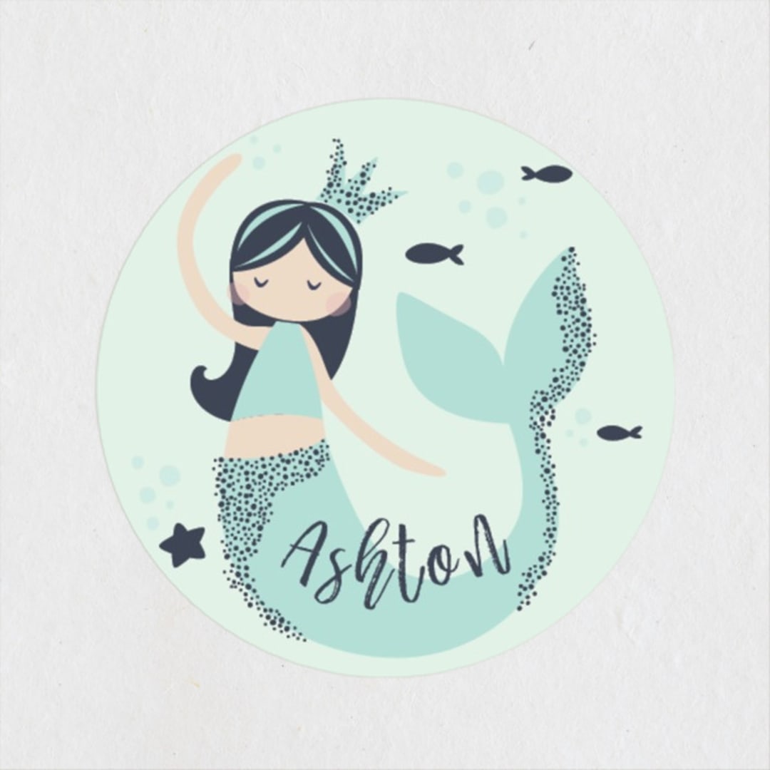 "glitter mermaid" - Children's Birthday Party Stickers in Deep Sea by peetie design - Front