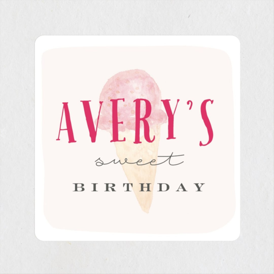 "Ice Cream Parlor" - Children's Birthday Party Stickers in Blush by Nicoletta Savod - Front