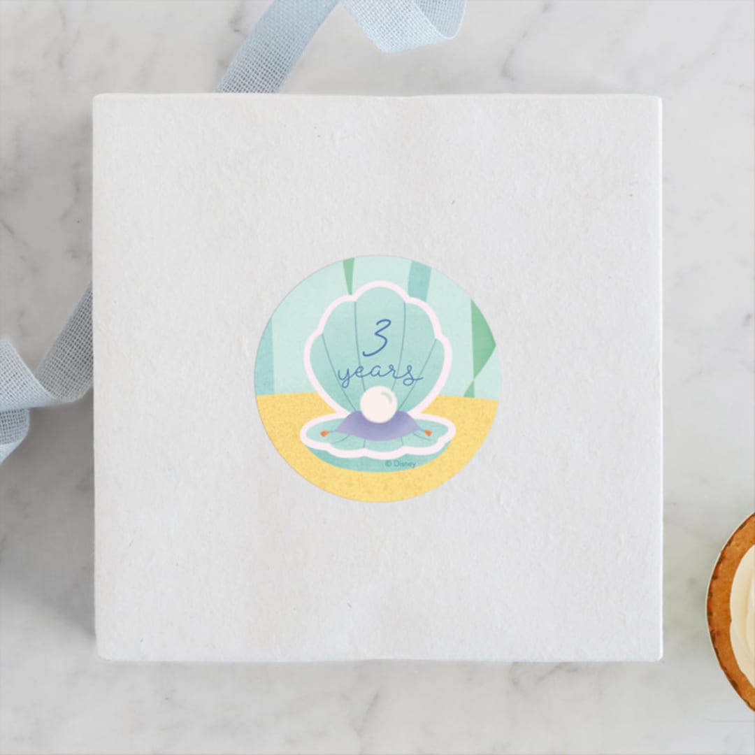 "Disney's Ariel Under The Sea" - Children's Birthday Party Stickers in Aquamarine by Sabrin Deirani - Front
