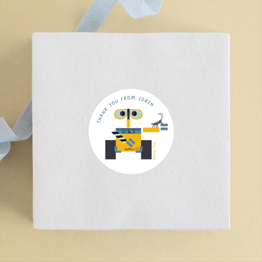 "Disney and Pixar's Wall-E and Hal" - Children's Birthday Party Stickers in Pearl by Ani Somi - Front