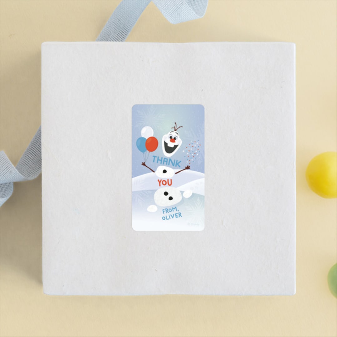 "Disney's Olaf to Party" - Children's Birthday Party Stickers in Periwinkle by Erica Krystek - Front