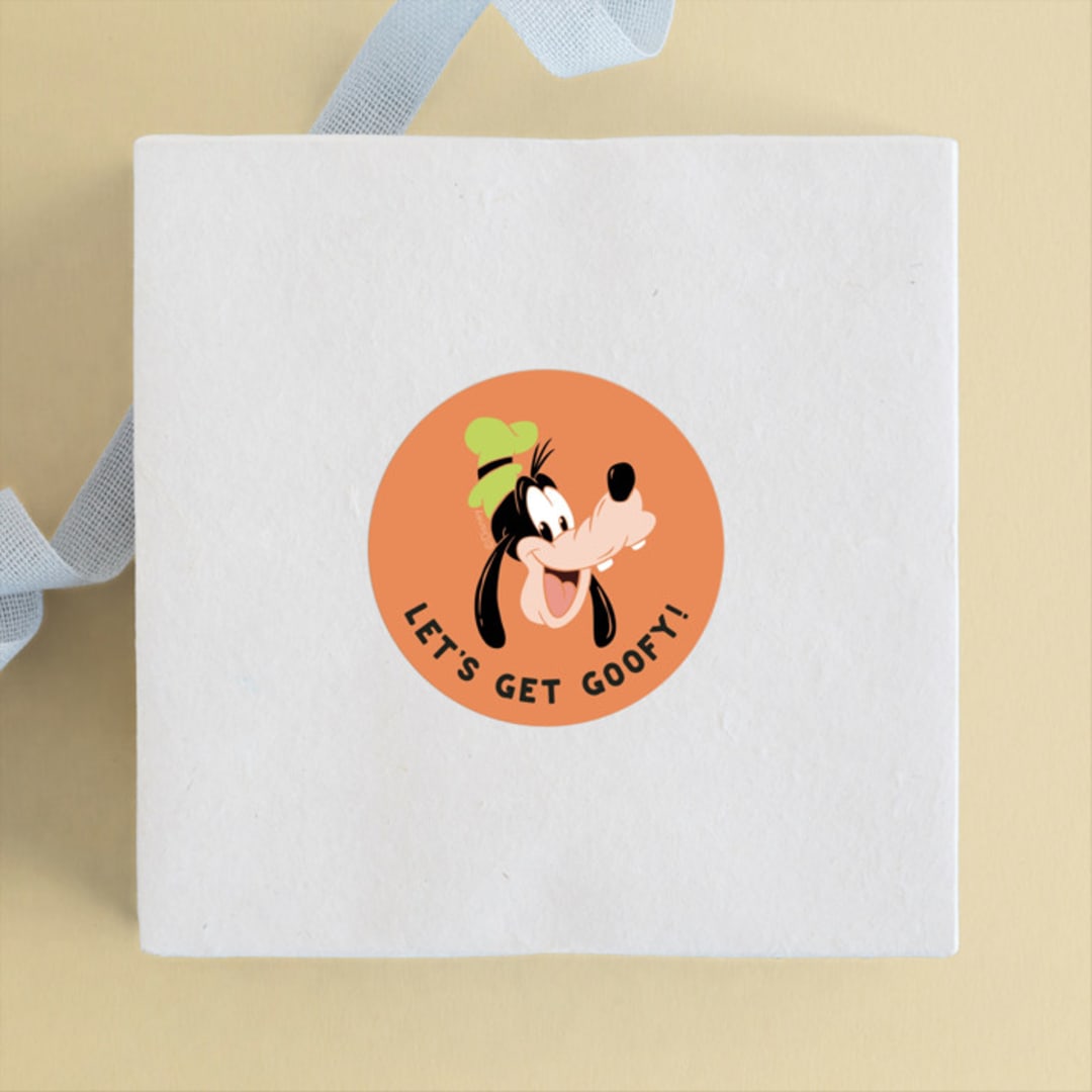 "Disney's Goofy Birthday" - Children's Birthday Party Stickers in Gumdrop by Kristen Knechtel - Front