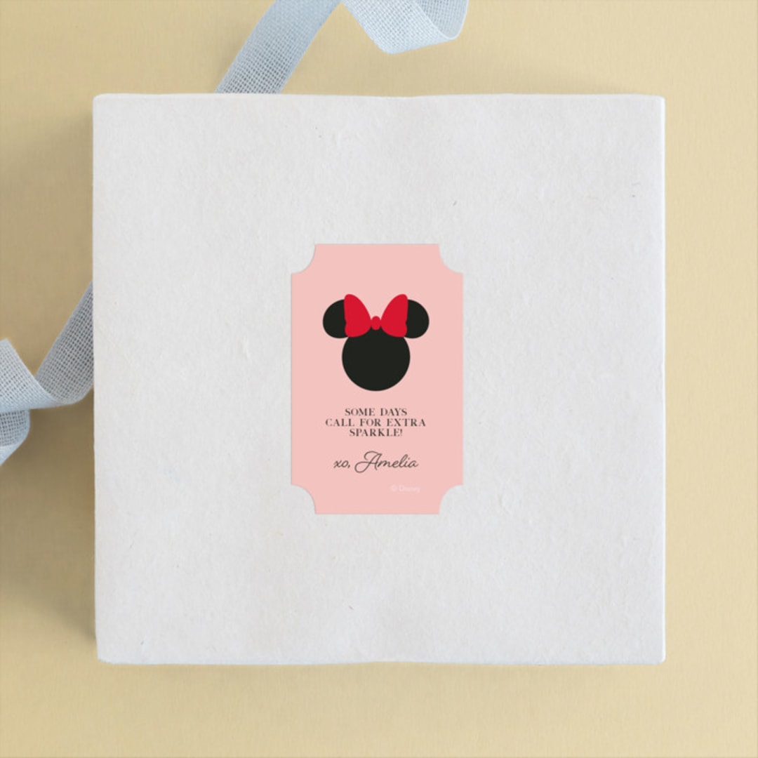 "Disney Simply Minnie Birthday" - Children's Birthday Party Stickers in Strawberry by Julee London - Front