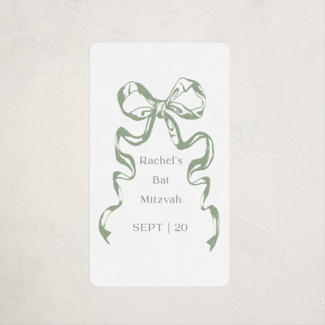 "Big Bow" - Children's Birthday Party Stickers in Mint by Teju Reval - Front