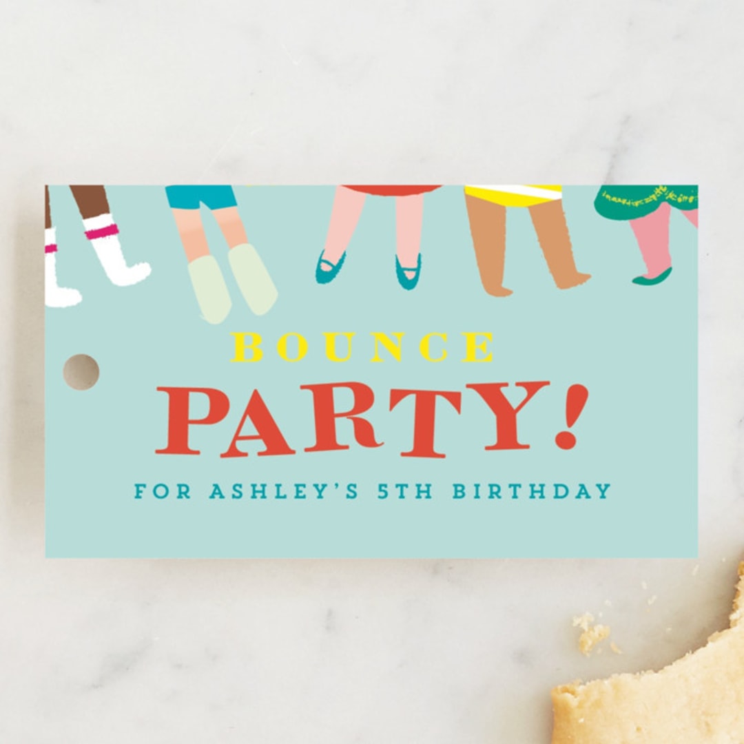 "Bounce" - Children's Birthday Party Favor Tags in Sky by Lori Wemple - Front