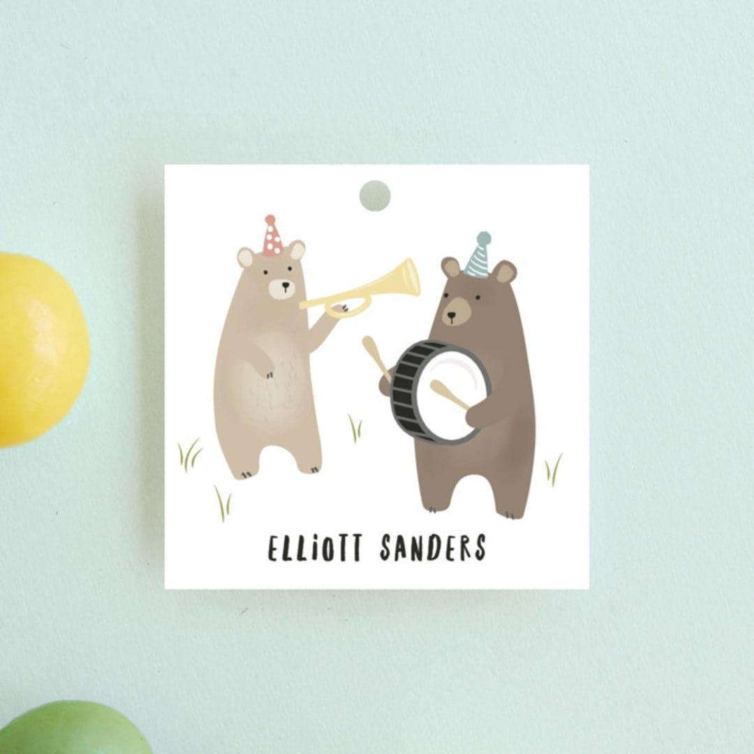 "bears marching band" - Children's Birthday Party Favor Tags in Primary by Faith Dorn - Front