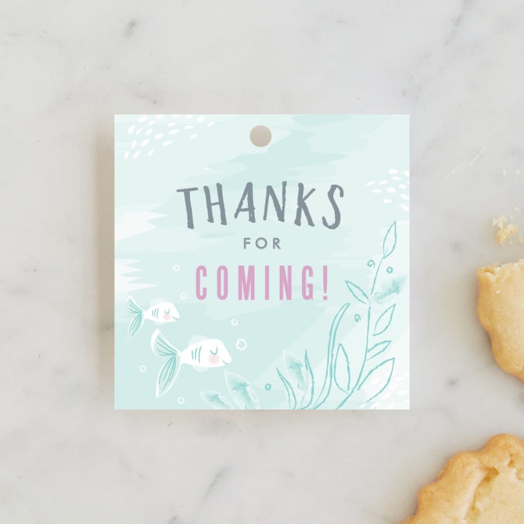 "Under The Sea" - Children's Birthday Party Favor Tags in Pond by Karidy Walker - Front