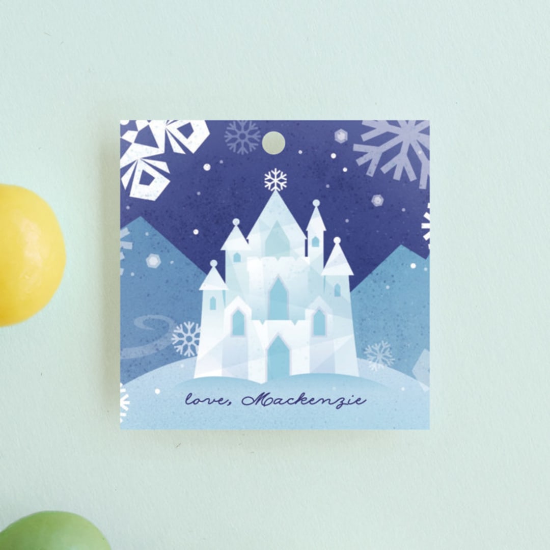 "Ice Castle" - Children's Birthday Party Favor Tags in Frozen by Jessica Ogden - Front