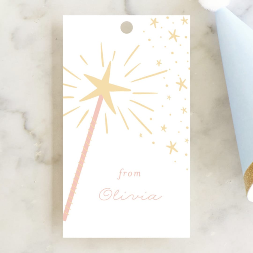 "Magical wand" - Children's Birthday Party Favor Tags in Cotton Candy by Jackie Crawford - Front
