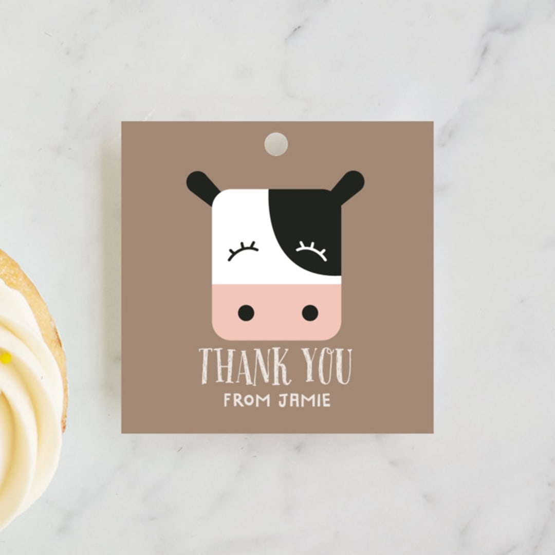 "Happy Farm" - Children's Birthday Party Favor Tags in Barn by iamtanya - Front