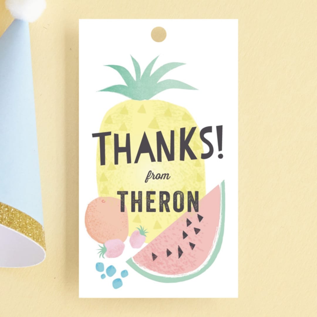 "Tutti Frutti" - Children's Birthday Party Favor Tags in Pineapple by Karidy Walker - Front